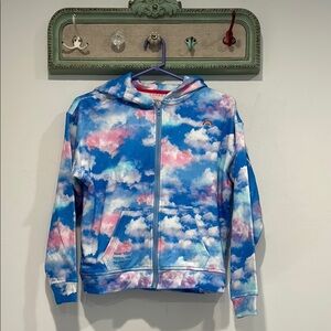 Terez Cotton Candy Clouds Girls Zip Oversized Hoodie 10/12 nwot
